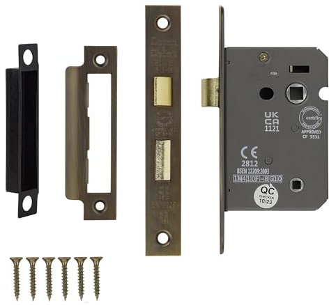 Decoranddecor Antique Brass Bathroom Door Lock 64mm Mortice Internal Toilet | Antique Brass Bathroom Lock, WC and Toilet Door Locks, Mortice Bathroom Lock, 2.5 Inch Lock Case, Steel Locks, Wooden Doors