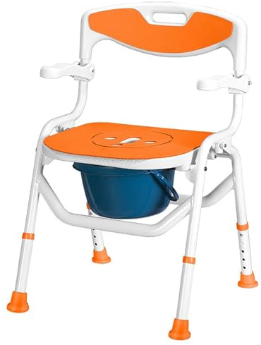 LIBRACTA Silla De Inodoro con Altura Ajustable, Silla WC Plegable, Silla para Ducha Antideslizante para Personas Mayores, Silla con WC Aluminio, Asiento De Ducha con Respaldo Y Reposabrazos, 150 Kg A