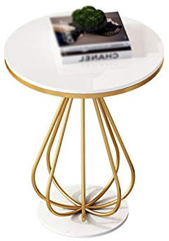 IMYOGI Exquisite Nachttische, weißer Couchtisch, einlagiger Multifunktions-Marmor-Couchtisch, Kaufhaus, Hotel, dekorativer Blumenständer, Korbtisch (Farbe: Gold, Größe: 45 x 45 x 60 cm)