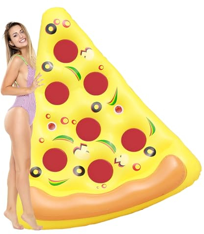 WLZP Pizza Gigante para Piscina Inflable,Impresión Realista y Viene con Portavasos y Parche de Emergencia,Piscina para Fiesta de Verano (1 Paquete)
