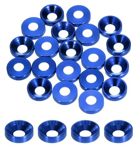 sourcing map Rondelle svasate a tazza conica M4, diametro del foro 4,1 mm/0,16, in alluminio, per viti RC/FPV/PC/Drone/accessori meccanici, confezione da 20 (blu navy)