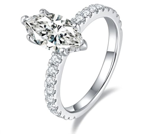 LOEXZAH Bague en moissanite taille marquise de 2 carats pour femme - Bague d'anniversaire de mariage en diamant synthétique - Bagues de fiançailles en moissanite de couleur D pour femme, Pierre,