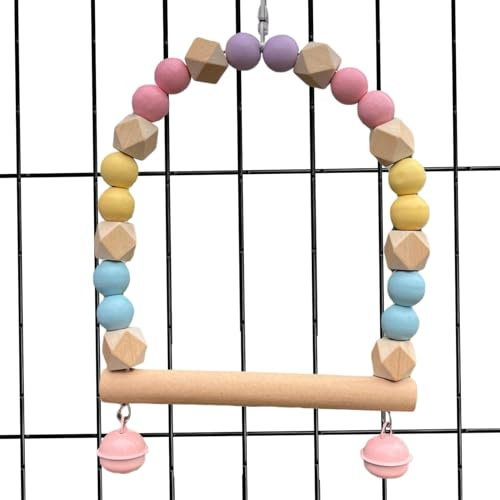Vogelschaukeln für Papageien, Vogelschaukel aus - Schaukelspielzeug aus natürlichem mit Glocken - Vogelsitzstangen, Käfigspielzeug, Sitzstangen-Kletterspielzeug, langlebiges, natürliches Vog