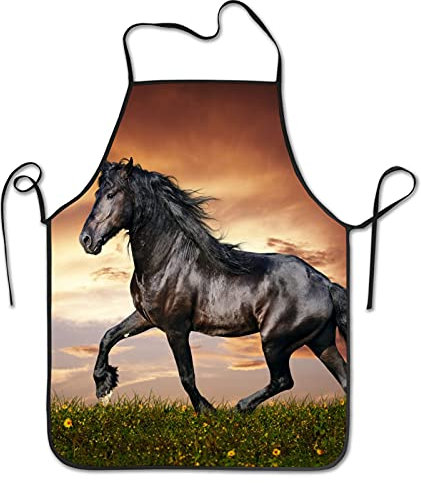 Personalisiert Malschürze Schwarzes Horse Schürzen Verstellbare Kochen Schürze Unisex Kunstkittel Für Café Kochen