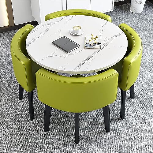 Runde Esstischgruppe mit Stühlen, platzsparendes Design, ideal für Esszimmer, Wohnzimmer, Empfangsbereich, Konferenzraum, Lounge, modernes und stilvolles Möbelset 91