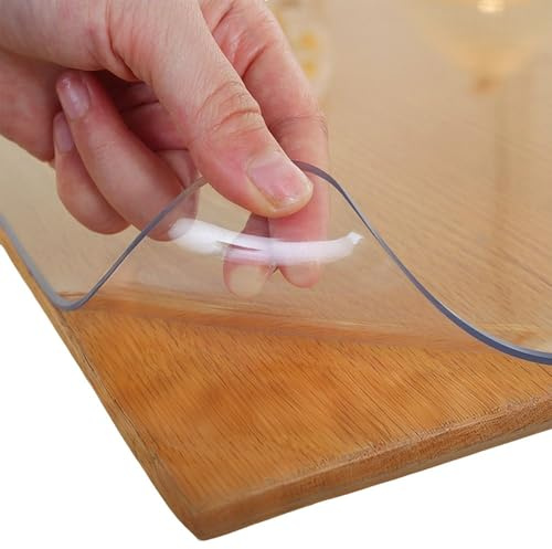 Transparent Tischschutz Glasklar Tischdecke Tischfolie 1.5 mm Wasserdicht PVC Folie Tisch Abwaschbar Transparent tischdecke für Büro Zuhause(Transparent,30x100 cm)