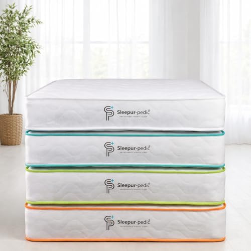 Sleepur-pedic Single Mattress 90 X 190cm, Affordable 3ft Memory Infused Foam and Spring Mattress. Approx 7 inch/18cm Deep with Quilted CoolTouch Cover, Fire retardant, Soft-Med Firm Feel