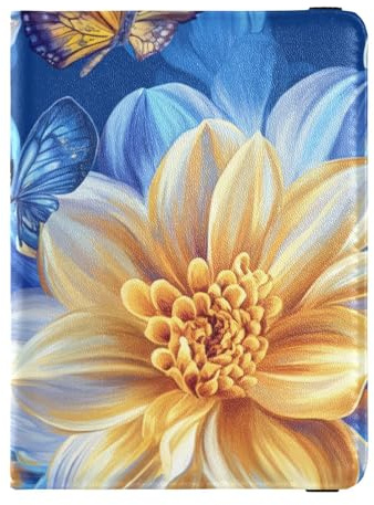 Étui de passeport unique en cuir bleu dahlia pour passeport de voyage pour documents de voyage pour femme léger, Bleu dahlia unique, 1 size
