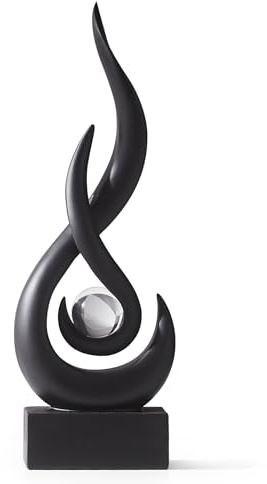 LNXMES Schwarze Flamme Skulpturen Dekor für Wohnzimmer, Moderne Minimalist Statue Home Dekoration für Esszimmer, Abstrakte Kunst Skulptur für Regal TV Stand Couchtisch Deko (Schwarz-29,5cm)