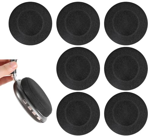 6Pcs Headphone Ear Covers Headphone Foam Cover Earpads Cushion Pads Black Headphones Pads Headset Ears Pad Replacement for Most Headset, 55mm/2.2inch Diameter