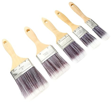 Veemoon 5stücke Holzgriff Pinsel Set Für Farbe Innen Außen Projekte Fleckenpinsel Professionelle Ölmalpinsel Chipreinigung Borsten Pinsel