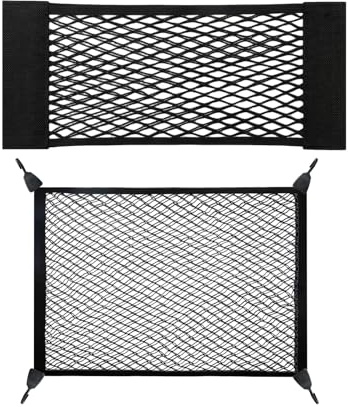 Set di 3 Reti Portaoggetti per Auto Universali, Elastici Bagagliaio Auto per Bagagliaio con Doppio Strato e Chiusura 110x60 cm, 25x60 cm