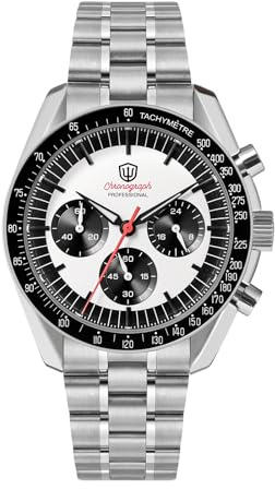 Watchdives WD1860, WD1861, WD1863 kronografklocka för män – sportklocka med japansk VK63 kvartsrörelse, 40 mm fodral, bubbelsafirglas och vattentålig 100 m dykarklocka, Wd1863 Panda, Armband