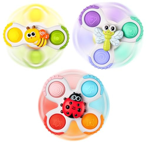 lerrbo 3 piezas de juguete con ventosa para niños y niñas de 1 año, juguete sensible para bebés de 12 a 18 meses