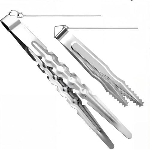 Wxinsheng 2 Pièces Pince à Charbon pour Narguilé en Acier Inoxydable - Accessoire Chicha pour Tabac et Charbon de Bois - Modèles Durables,Pinces en métal(Barbecue, Cuisine)