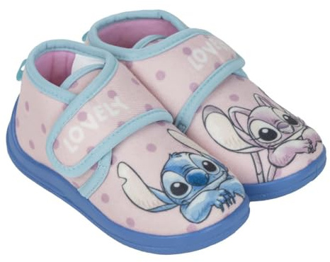 Disney Pantofole per bambini, Frozen Elsa, Minnie Mouse, Stitch, con velcro, suola comoda, per ragazze, Stitch, 27 EU