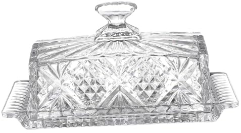 VANZACK Mantequera de Vidrio con Tapa con Diseño Elegante y Transparente Recipiente para Alimentos y Mantequilla para Cocina y Restaurantes