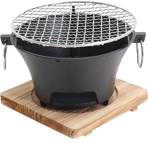 Parrilla De Carbón De Hierro Fundido, Parrilla De Estilo Japonés, Mini Parrilla De Carbón, Estufa Portátil De Leña, Estufa Para Barbacoas Y Picnics En Interiores Y Exteriores, Apta Para 3-4 Personas.