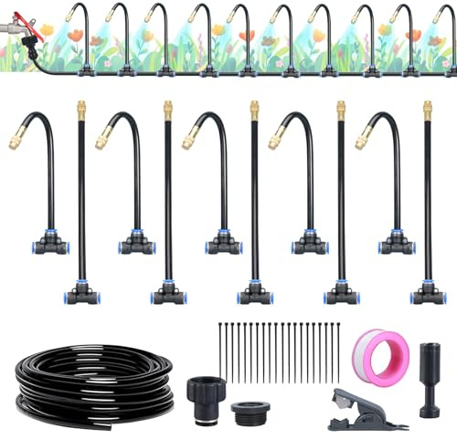 Aartner 360° Curved Garden Automatic Irrigation System, Watering System Garden, Greenhouse Plants, Raised Bed Irrigation Drip Irrigation for Landscape, Flower Bed and Patio Plants (10M)