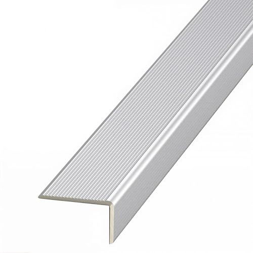 Profilo Bordi Scale in Alluminio Antiscivolo, Paraspigolo Gradini Forma L per Interno/Esterno, Protezione Scalini Metallo Argento(7x3x90cm(2.76x1.18x35.4in))