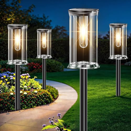 Kelenpro Lampada Solare Giardino Esterno 12 Pezzi, IP65 Impermeabile Luci Solari per Esterni Giardino, Auto On/Off Luci Solari Esterno per Prati Cortili Vialetti Patii, Bianco Caldo