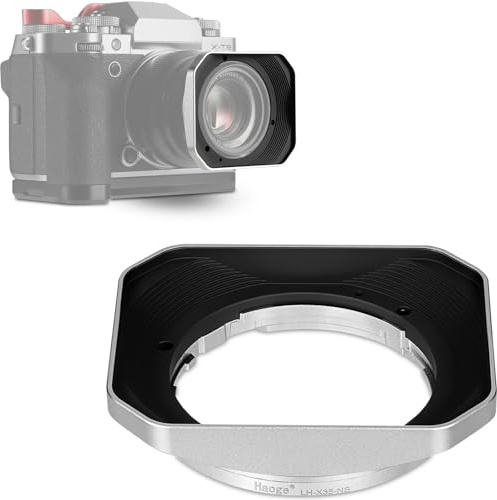Haoge Bayonet Objektivblende Metall Squaret for Fujifilm XF 23mm F2 R WR,XF 35mm F2 R WR, XC 35mm F2 Objektives, XF35mm f2, XF23mm f2, XC35mm Hood Shade, Replaces Fuji LH-XF35-2 Objektivblende Silver