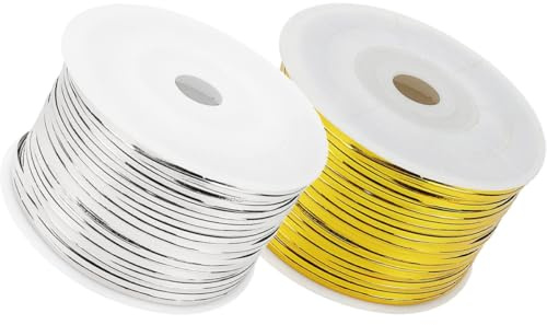 MOLUCKFU 2 Rouleaux D'attaches Torsadées Métalliques Décoratives pour Emballage Alimentaire, Lien Torsadé Réutilisable Doré et Argenté, 100 M Total, pour Sachets de Goûter, Bonbons