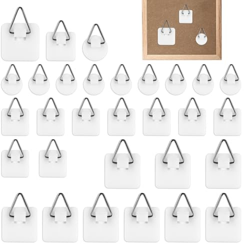 30 Ganci Adesivi per Quadri, Adhesive Picture Hooks for Wall Hanging | Appendi Quadri per Quadri da Parete, per Appendere Quadri Senza Chiodi per Foto