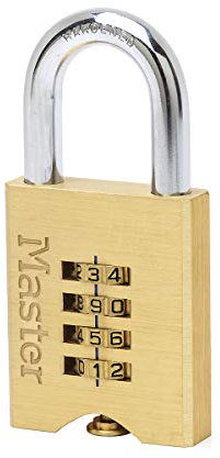 Master Lock 651EURD 4-Digit Combination Padlock with Brass Body, Gold, 10 x 5,1 x 1,3 cm