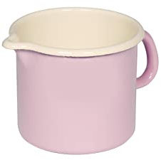 Riess, 0040-006, Schnabeltopf ø 12cm, BUNT PASTELL, Rosa, Emaille, Vol. (rec.): 1,0 Liter, Made in Österreich, LBH: 18,7x13,5x11,5cm, 0,430kg, Kanne mit Henkel, Deckel, Induktionskocher kompatibel