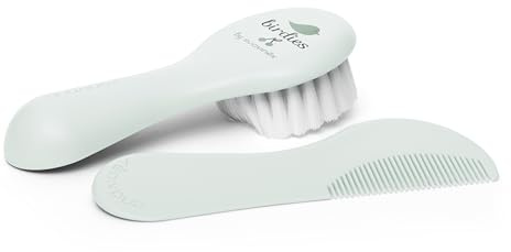 Suavinex Cepillo y Peine para Bebés, Ideal Recién Nacidos, Cepillo de Fibras Pobladas y Suaves, Peine con Cantos Redondeados, Sin Tirones, Respeta el Cuero Cabelludo, Verde