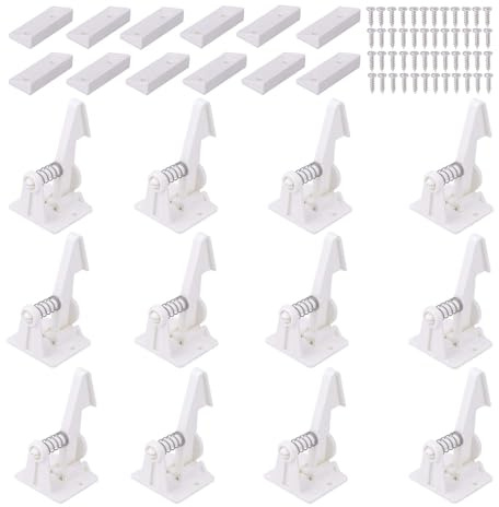 Vmaisi 12 Pack Cabinet Locks Child Safety Latches - Baby Proofing Cabinets Drawer Lock with Adhesive Easy Installation - No Drilling or Extra Screws (White)