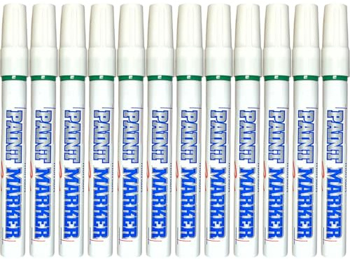 Paint Markers Oil-based Pen Permanent Waterproof Car Tire Tread Rubber Metal - 12 pcs (Green)