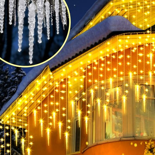 Uping Luci Natale Esterno Cascata Tenda Luminosa Natale Esterno 400 LED 9M Cascata Luci Natalizie Decorazioni Natalizie per Esterno Balcone Funzione Timer
