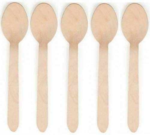 Lot de 100 cuillères jetables en bois de bouleau 16 cm biodégradables respectueux de l'environnement 100% bois de bouleau robuste pour Noël, fêtes, barbecues, pique-niques, anniversaires, mariages