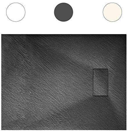 PIATTO DOCCIA EFFETTO PIETRA ARDESIA SMC RESINA BEIGE TORTORA NERO ANTRACITE BIANCO GRIGIO 70X90 CM (Bianco)