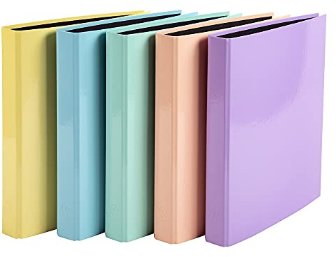 Exacompta - ref. 54560E - Box of 10 Aquarel rigid binders - 2 D-rings of 25 mm - Spine 40 mm - External dimensions: 31.5 x 30 cm - Format to file A4 - 5 assorted colors
