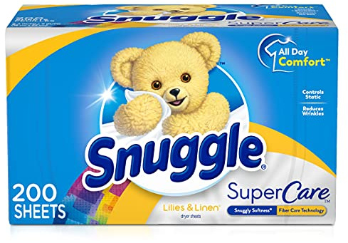 Snuggle SuperCare Fabric Softener Dryer Sheets, Lilies and Linen, 200 Count