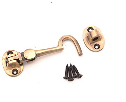 7,6 cm Antiker robuster Messing-Kabinenhaken & Öse geräuschloser Verschluss / Halterung / Hintertor / Schuppen / Terrassentür