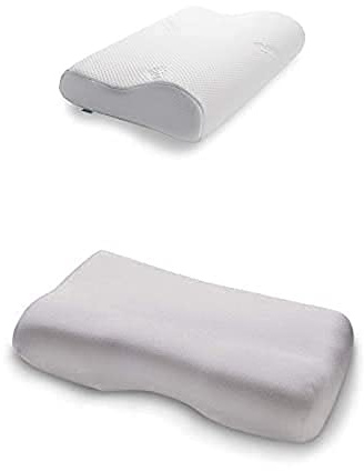 TEMPUR Kissen Set mit Füllung und Bezug, Original Kopfkissen Größe M mit Jersey-Kissenbezug (platin)