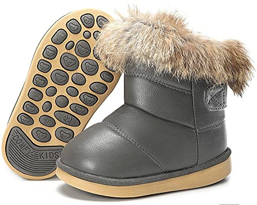 Gaatpot Bottes Enfants Bottines de Neige Chaude d'Hiver, Gris foncé, 26EU/ 27CN