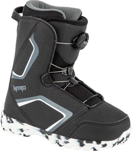 Nitro Droid Qls Botas de Snowboard, Niños, Blk-Wht-Charcoal, 210