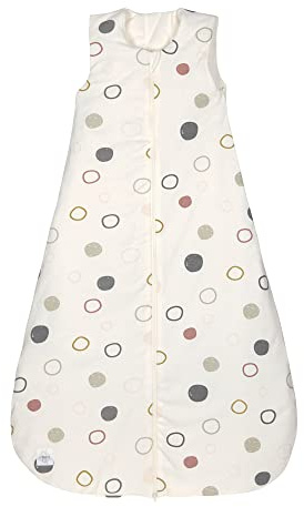 LÄSSIG Baby Ganzjahres Schlafsack ohne Ärmel unisex/Sleeping Bag Interlock Circles offwhite, Größe 86/92 13-24 Monate