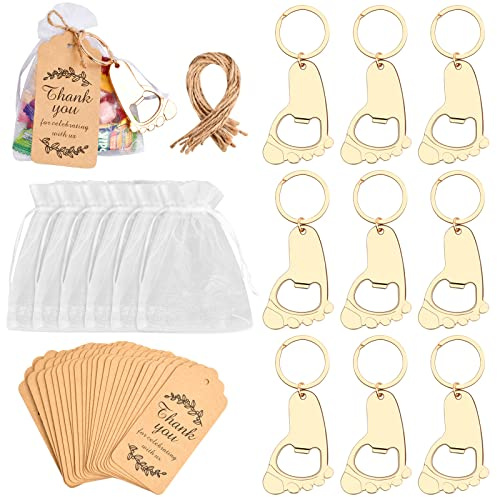 Cadeau Mariage invité, 10 Pcs Décapsuleurs en Forme de Clés + Pochette en Organza + Papier Kraft Étiquette + Corde de Jute Naturel, pour Cadeau Mariage Invité Anniversaire Bapteme Fête Communion Noël