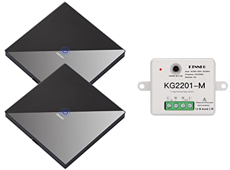 KTNNKG Remote Control Switch for Lights, Wireless Electric Switch, 1 Receiver and 2 Remote Controls,Default OFF Program