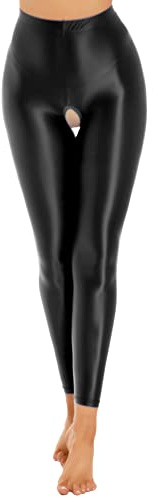 CHICTRY Women's Glossy Opaque Pantyhose Shiny High Waist Tights Yoga Pants Training Sports Leggings Black L