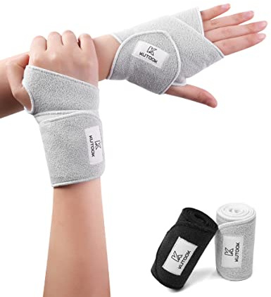 KUTOOK Handgelenk Bandagen Fitness Handgelenkstütze Handgelenkschiene feuchtigkeitsaufnahm 50cm Kraftsport Training Grau