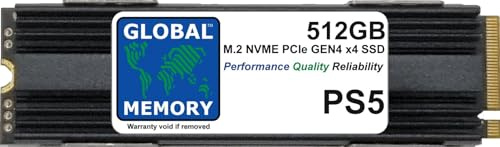 GLOBAL MEMORY 512GB M.2 2280 PCIe Gen4 x4 NVMe SOLID STATE DRIVE (SSD) WITH DRAM + HEATSINK FOR PLAYSTATION 5 (PS5)