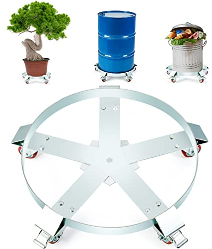 VEVOR Carrello Base Rotondo per Trasporto Bombole Fusto Vaso di Piante Carichi Pesanti Capienza Max. 567kg per Fusto di Capacità Max. 250 Litri, Carrello Circolare con Ruote per Trasporto Fusto Piante
