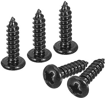 sourcing map #6 x 9/16 Phillips Pan Head Self-tapping Screw, 50pcs - 304 Stainless Steel Round Head Wood Screw Full Thread (Black)